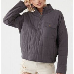 O’Neill Mable Large charcoal Quilted 3/4 Zip jacket